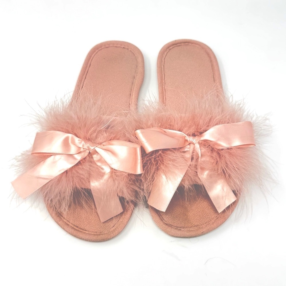 Pink Fuzzy Slide Sandals